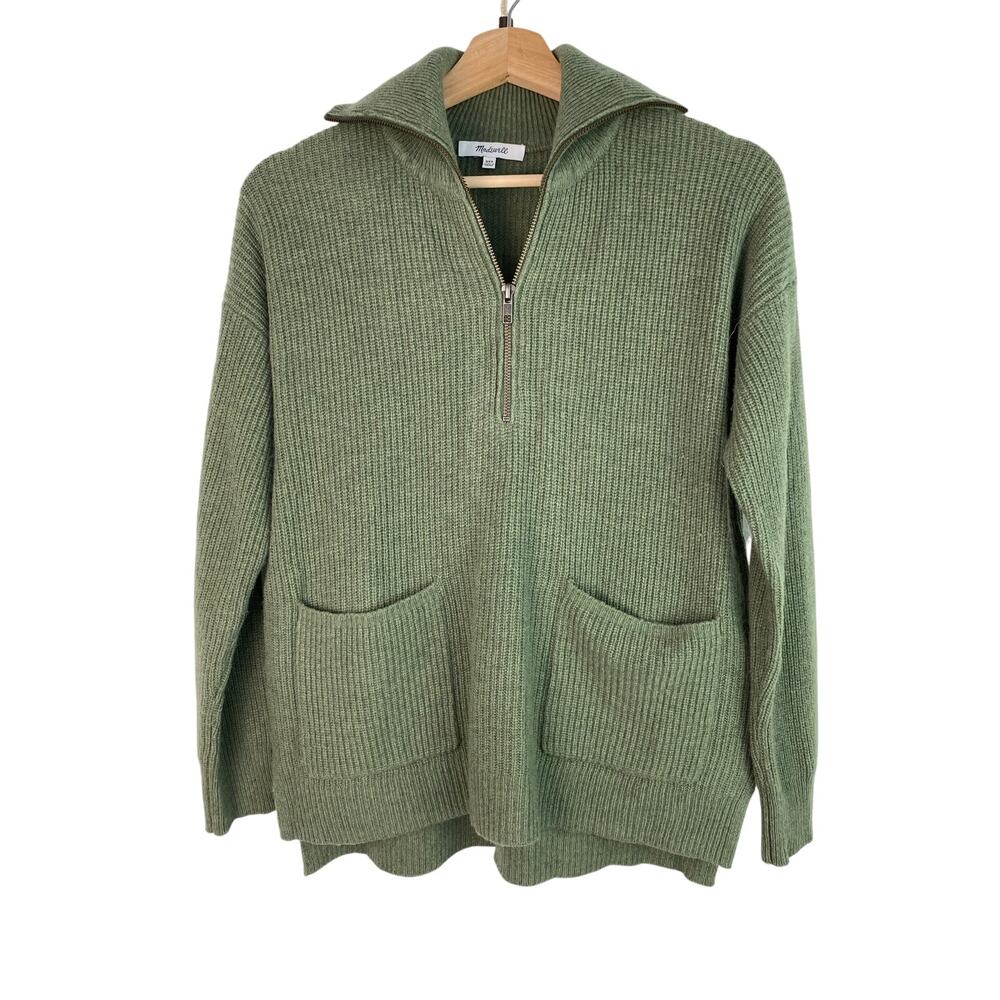 Madewell Green Ribbed Crew Neck Sweater